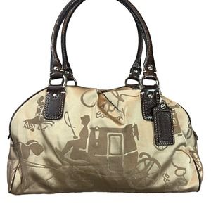 Coach Horse & Carriage Jacquard Satchel Bag 14481 Gold